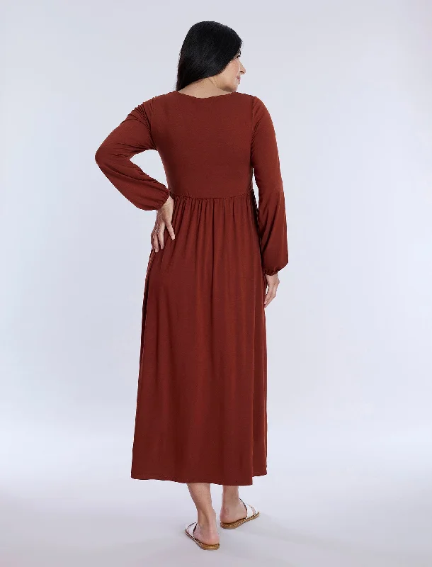 Long Sleeve Empire Waist Maxi Dress