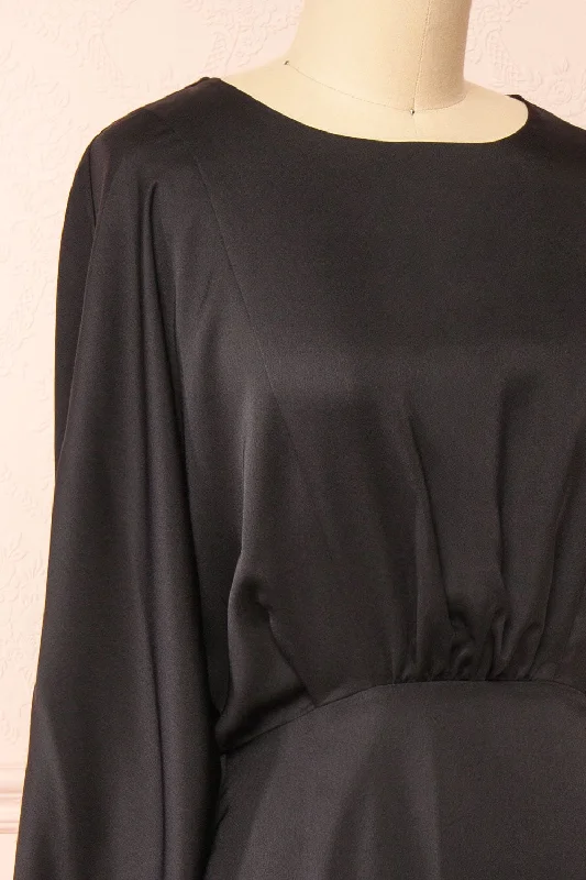 Reneane Black | Long Sleeve Midi A-Line Dress